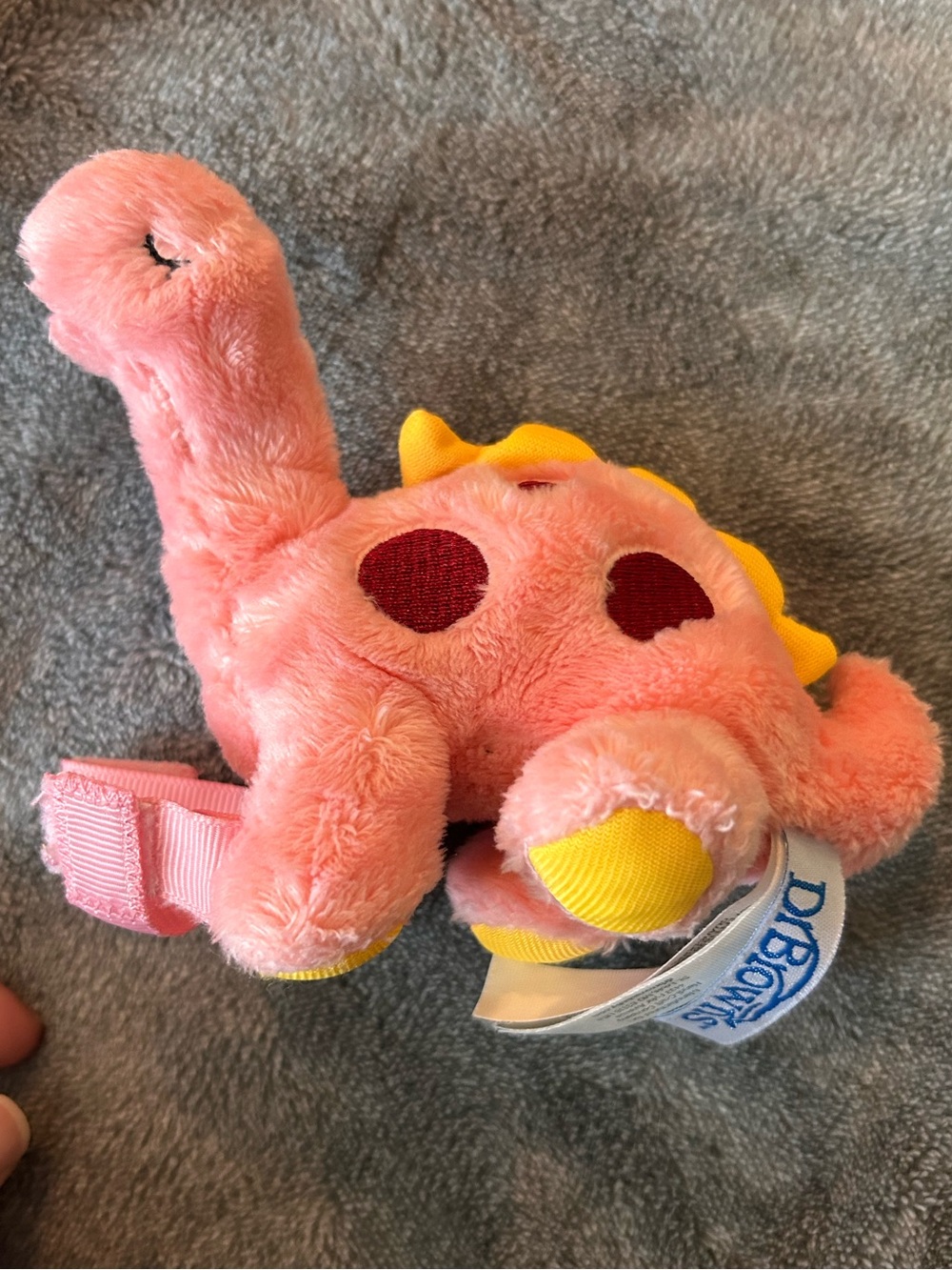Pink Plush Dinosaur Paci Holder